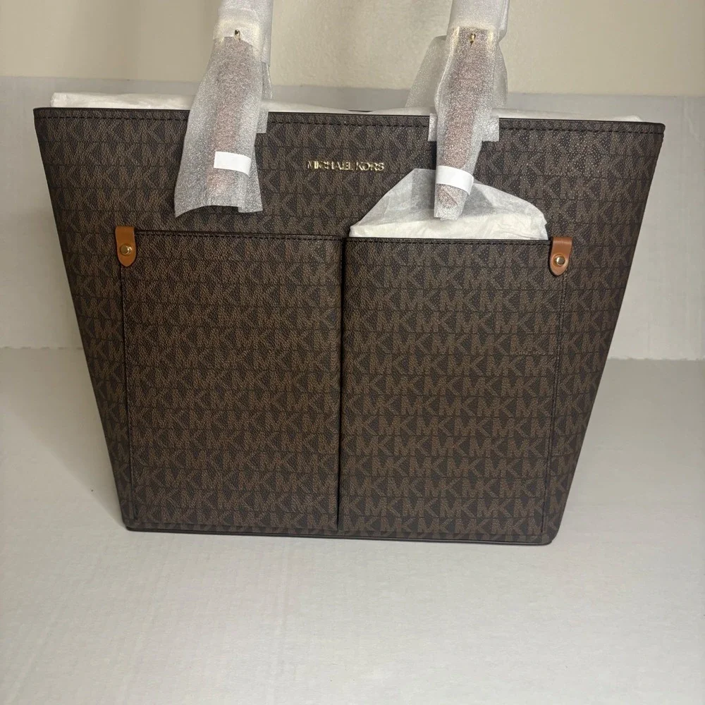 Michael Kors Jet Set Travel Tote Bag Purse Brown Carryall Shoulder Bag‎